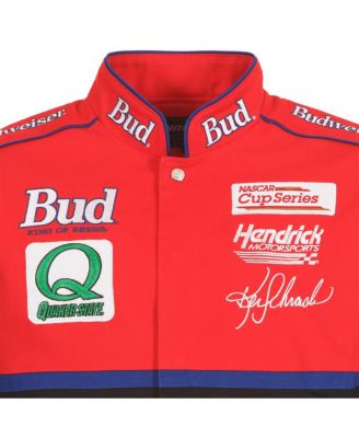 Men's Black/Red Ken Schrader Bud King of Beers Twill Driver Uniform Full-Snap Jacket