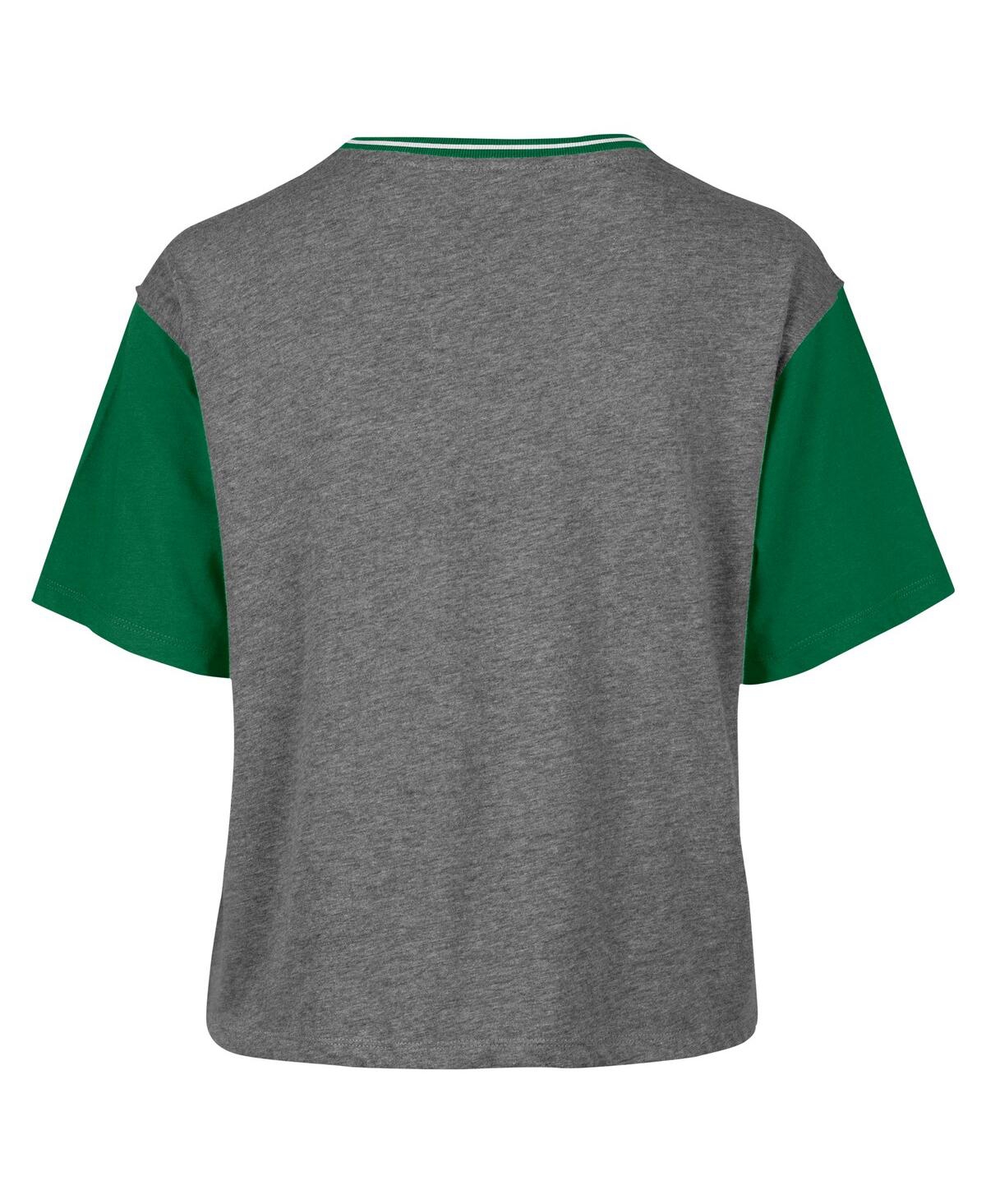 47 BRAND WOMEN'S GRAY BOSTON CELTICS RISE CLUBHOUSE ZIGGY COLOR BLOCK T-SHIRT 