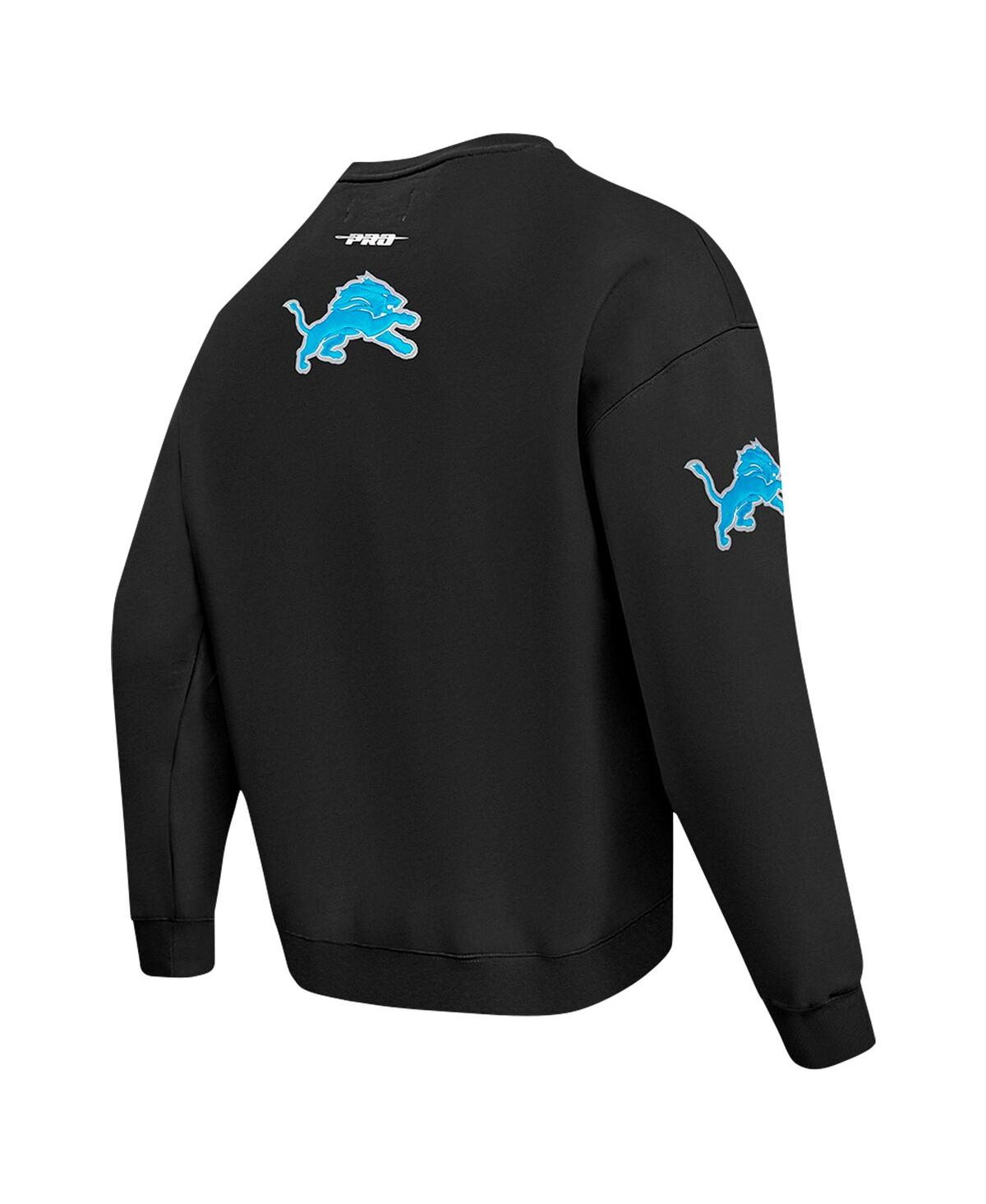 PRO STANDARD MEN'S BLACK DETROIT LIONS TURN IT UP DROP SHOULDER PULLOVER SWEATSHIRT 