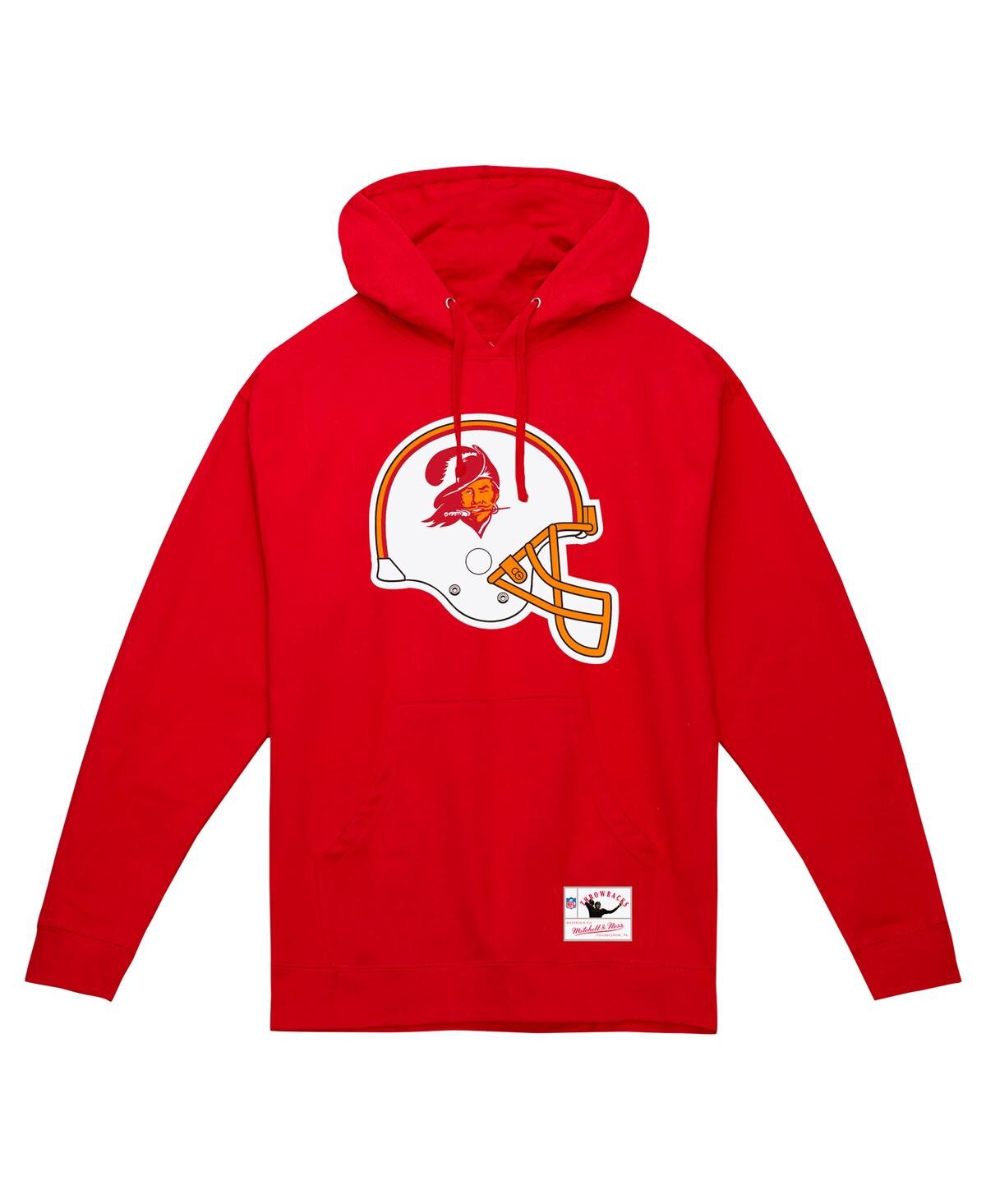 Mitchell & Ness Red Tampa Bay Buccaneers Helmet Logo Vintage Pullover Hoodie In Red