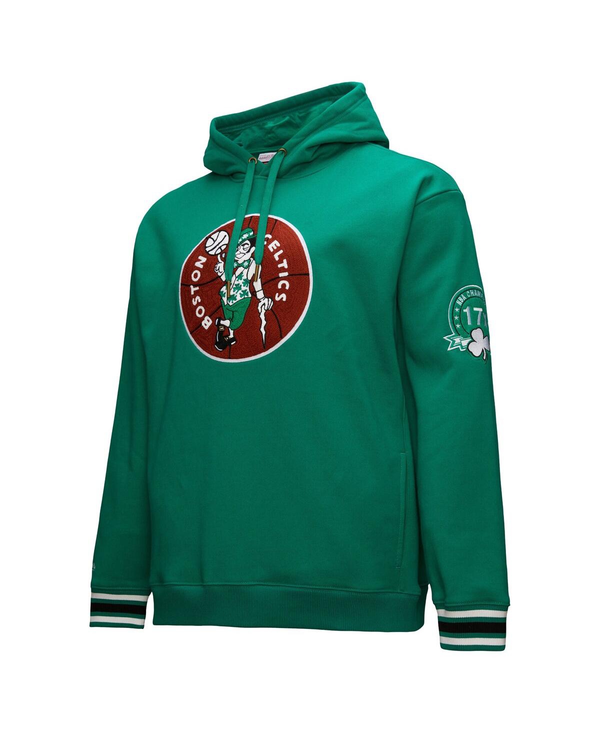 Mitchell & Ness Men's Kelly Green Boston Celtics Chainstitch Applique Vintage Heavyweight Pullover Hoodie In Kelly Green