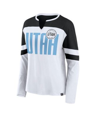 Women's White/Black Utah Hockey Club Frozen Notch Neck Long Sleeve T-Shirt