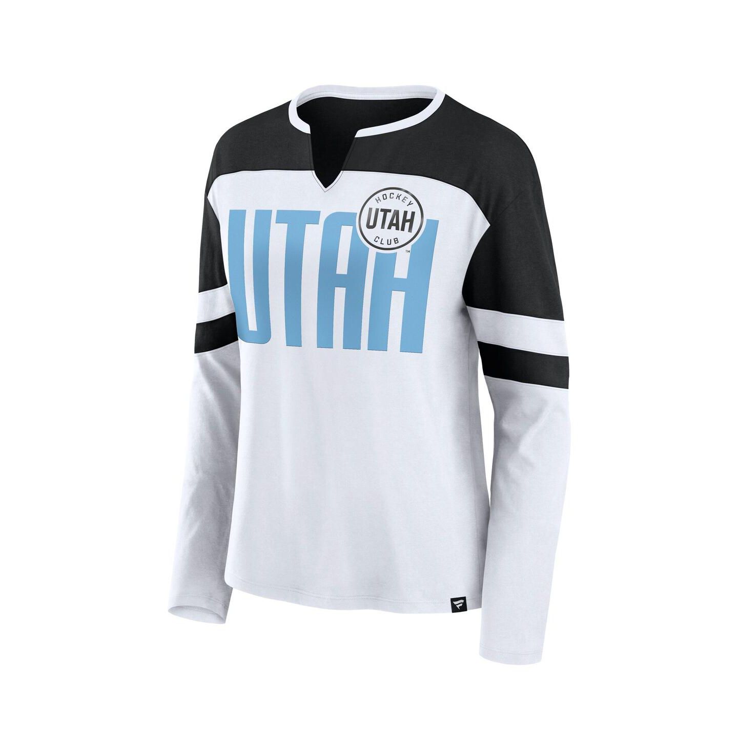 Женская футболка Fanatics White/Black Utah Hockey Club Frozen Notch Neck Long Sleeve — фото 3