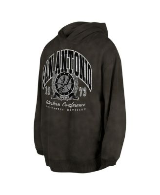 Men's and Women's Charcoal San Antonio Spurs Oversized Essentials Pigment Wash Fleece Pullover Hoodie