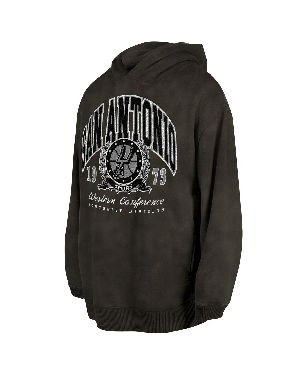 Shop New Era Men's And Women's Charcoal San Antonio Spurs Oversized Essentials Pigment Wash Fleece Pullover Hoodi