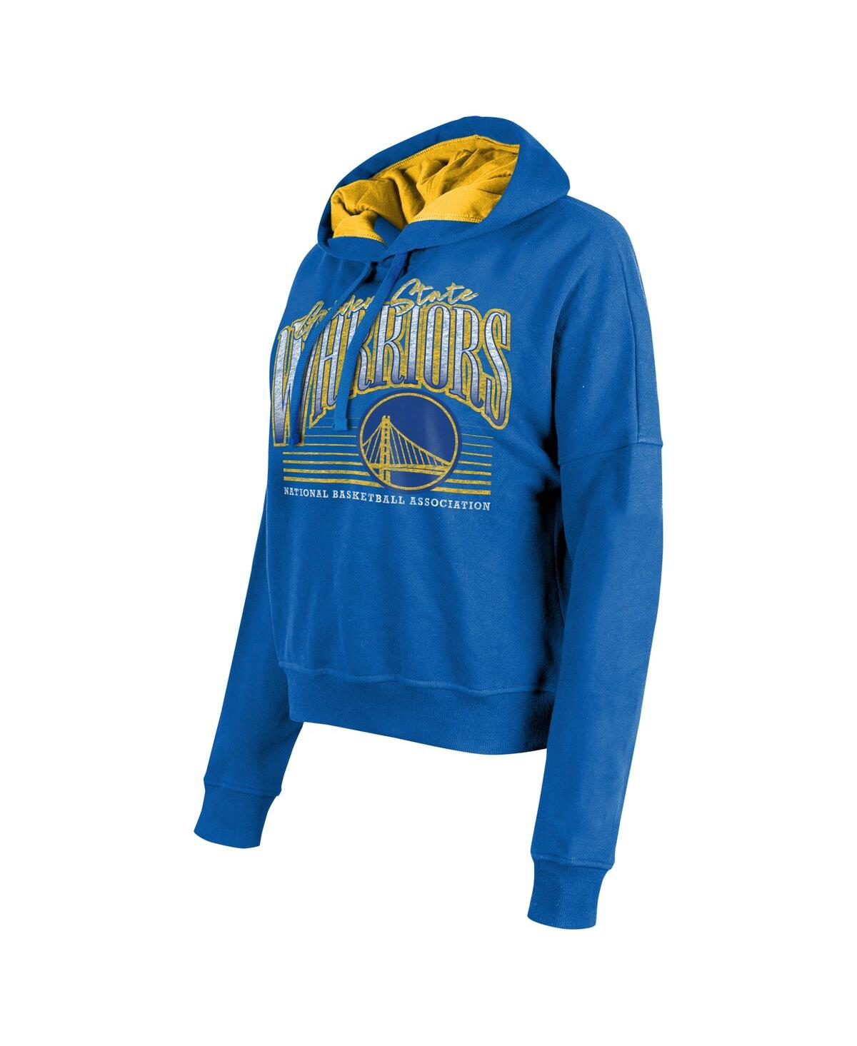 NEW ERA WOMEN'S ROYAL GOLDEN STATE WARRIORS BOXY PULLOVER HOODIE 