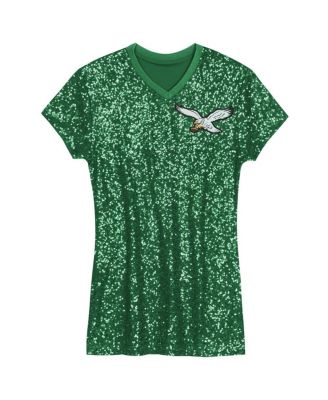 Big Girls&nbsp;Jalen Hurts Kelly Green Philadelphia Eagles Sequin Player Name Number V-Neck Dress