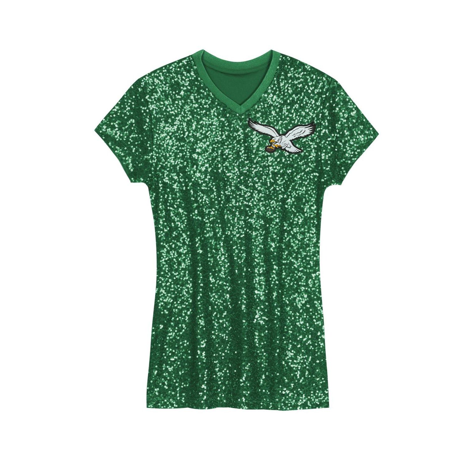Big Girls Jalen Hurts Kelly Green Philadelphia Eagles Sequin Player Name & Number V-Neck Dress