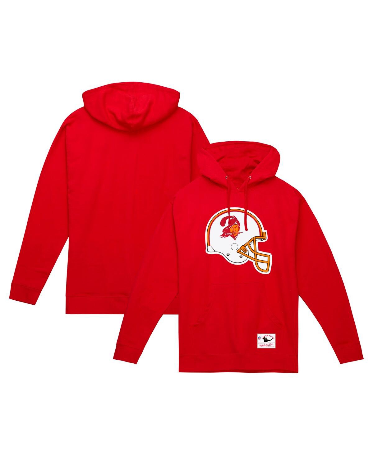 Mitchell & Ness Red Tampa Bay Buccaneers Helmet Logo Vintage Pullover Hoodie In Red