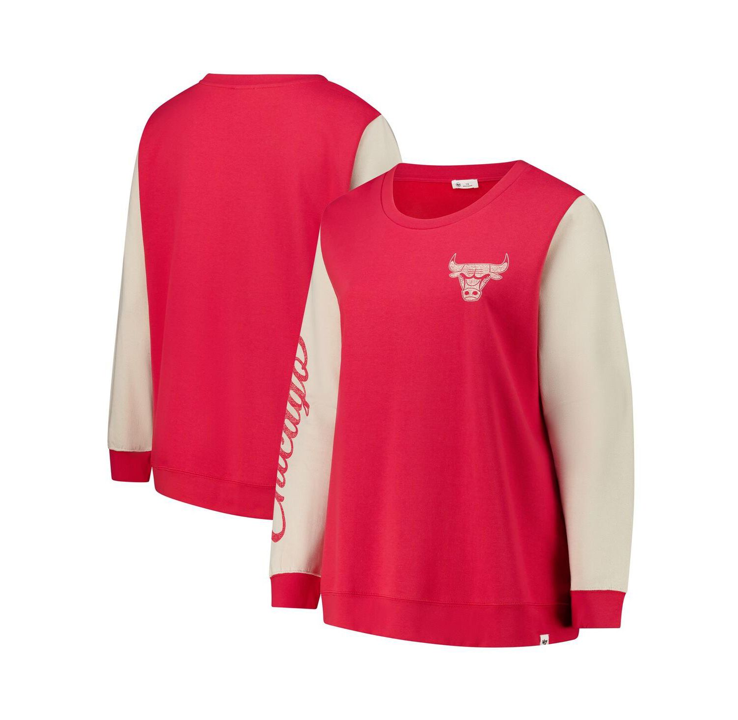 Women's Red Chicago Bulls Plus Size Oversized Rise Andie Pullover Sweatshirt