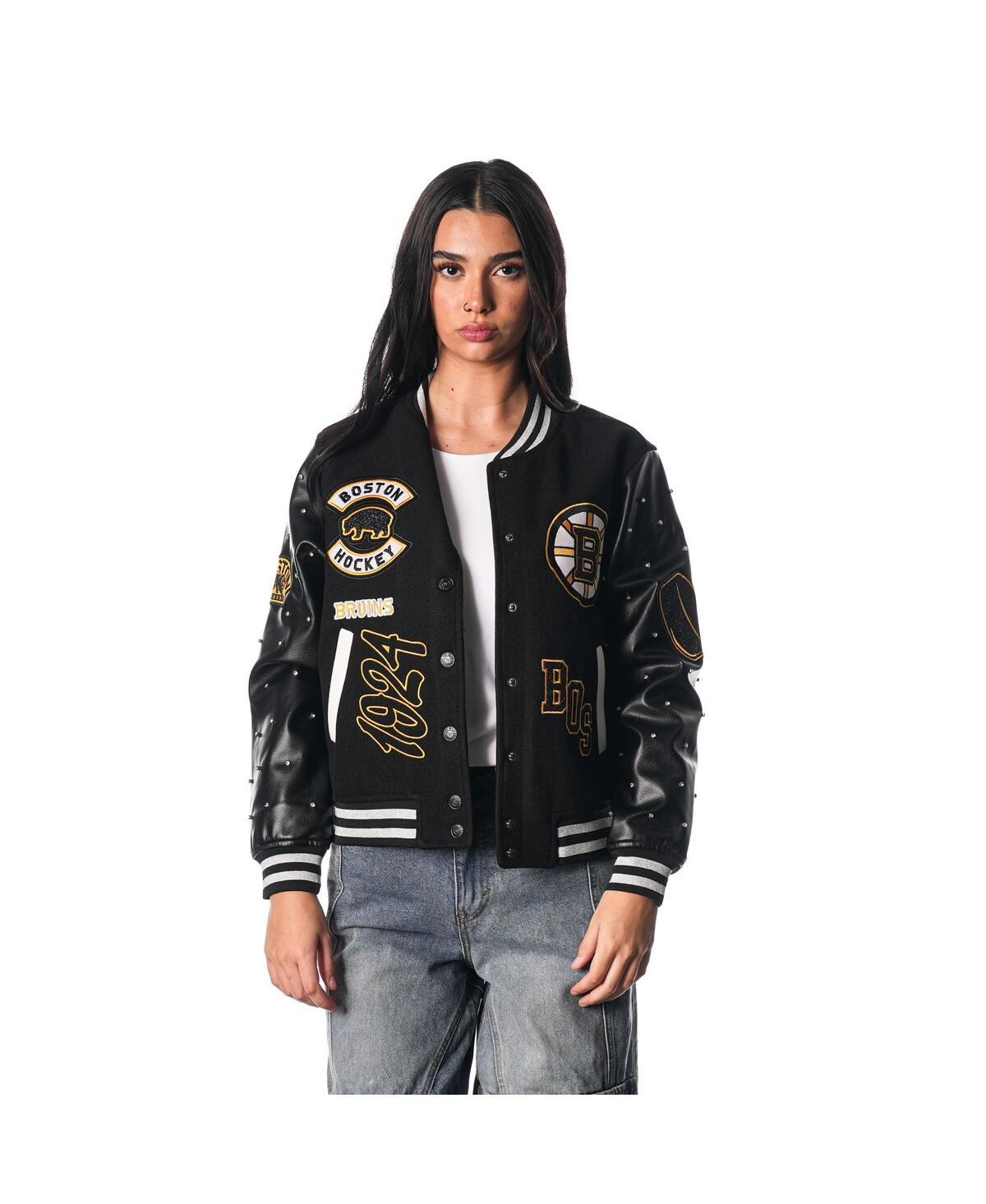 Women's Black Boston Bruins Full-Snap Varsity Jacket - Black