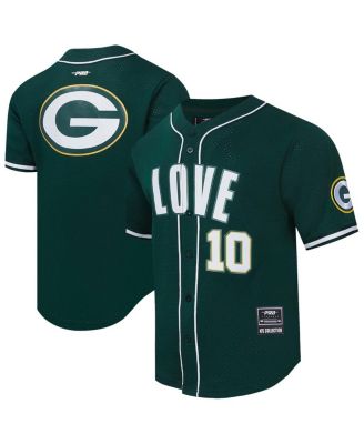 Pro Standard - Men's  Jordan Love Green Green Bay Packers Player Name Number Mesh Button-Up Baseball Shirt