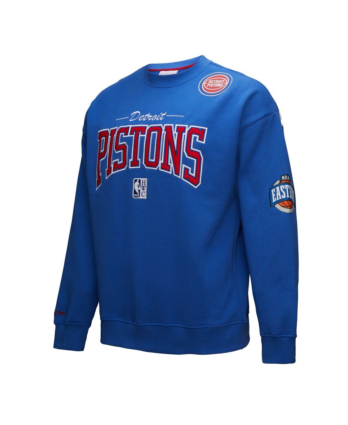 Mitchell & Ness Men's Blue Detroit Pistons Hardwood Classics There Back 2.0 Vintage Pullover Sweatshirt In Blue