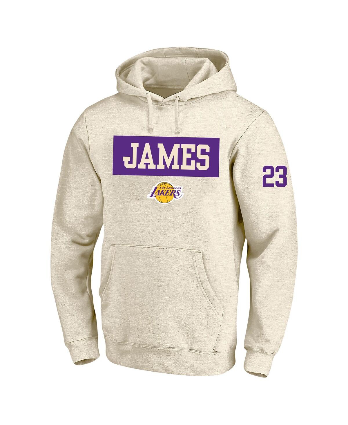 Profile Men's LeBron James Cream Los Angeles Lakers Big Tall Player Double Face Tri-Blend Pullover Hoodie