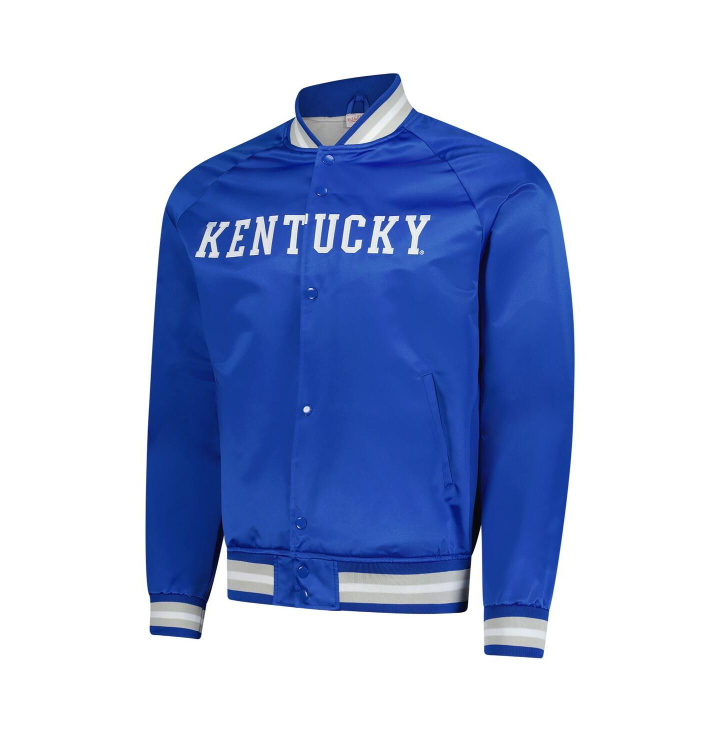 Мужская куртка Mitchell & Ness Royal Kentucky Wildcats Lightweight Satin Raglan Full-Snap — фото 3