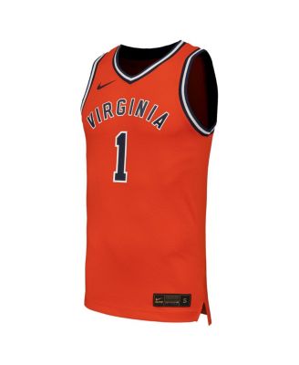 Men's 1 Orange Virginia Cavaliers Throwback Replica Basketball Jersey