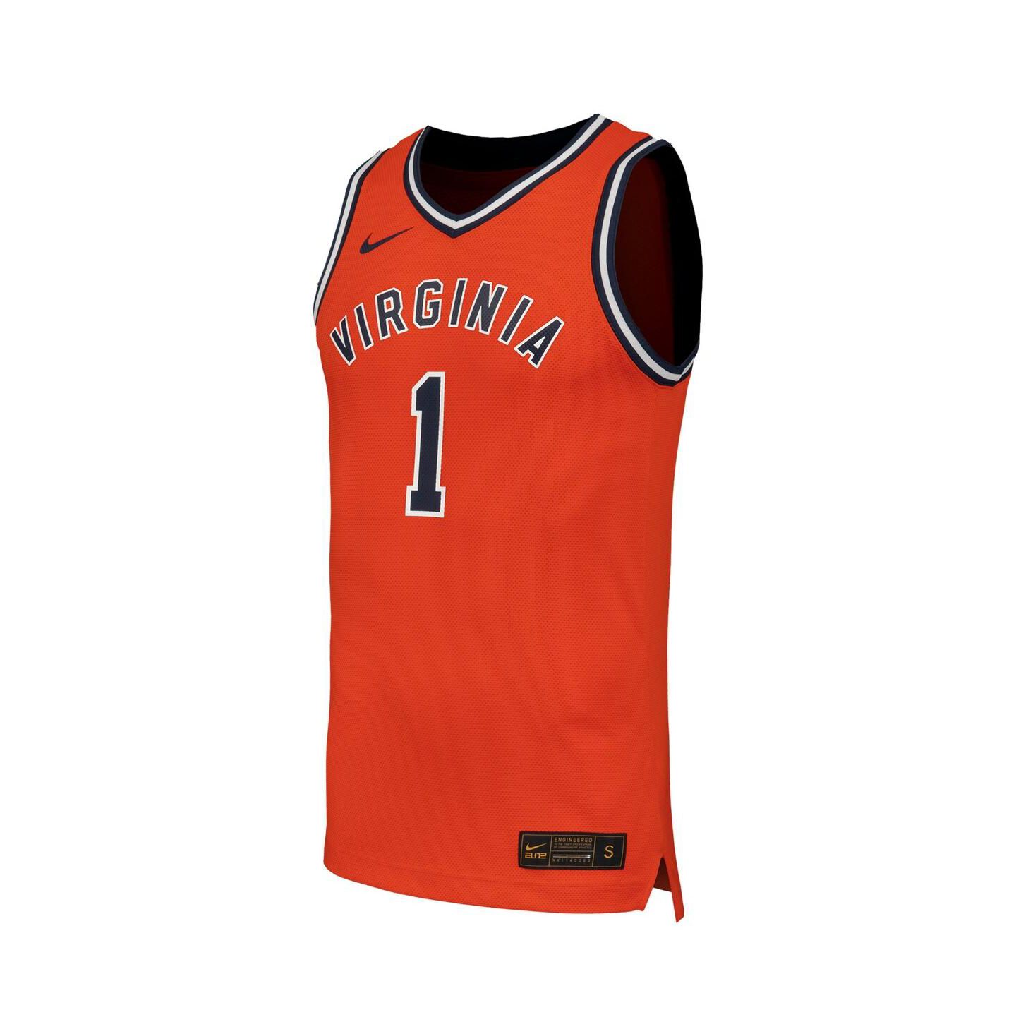 Мужской топ Nike 1 Orange Virginia Cavaliers Throwback Replica Basketball Jersey — фото 3
