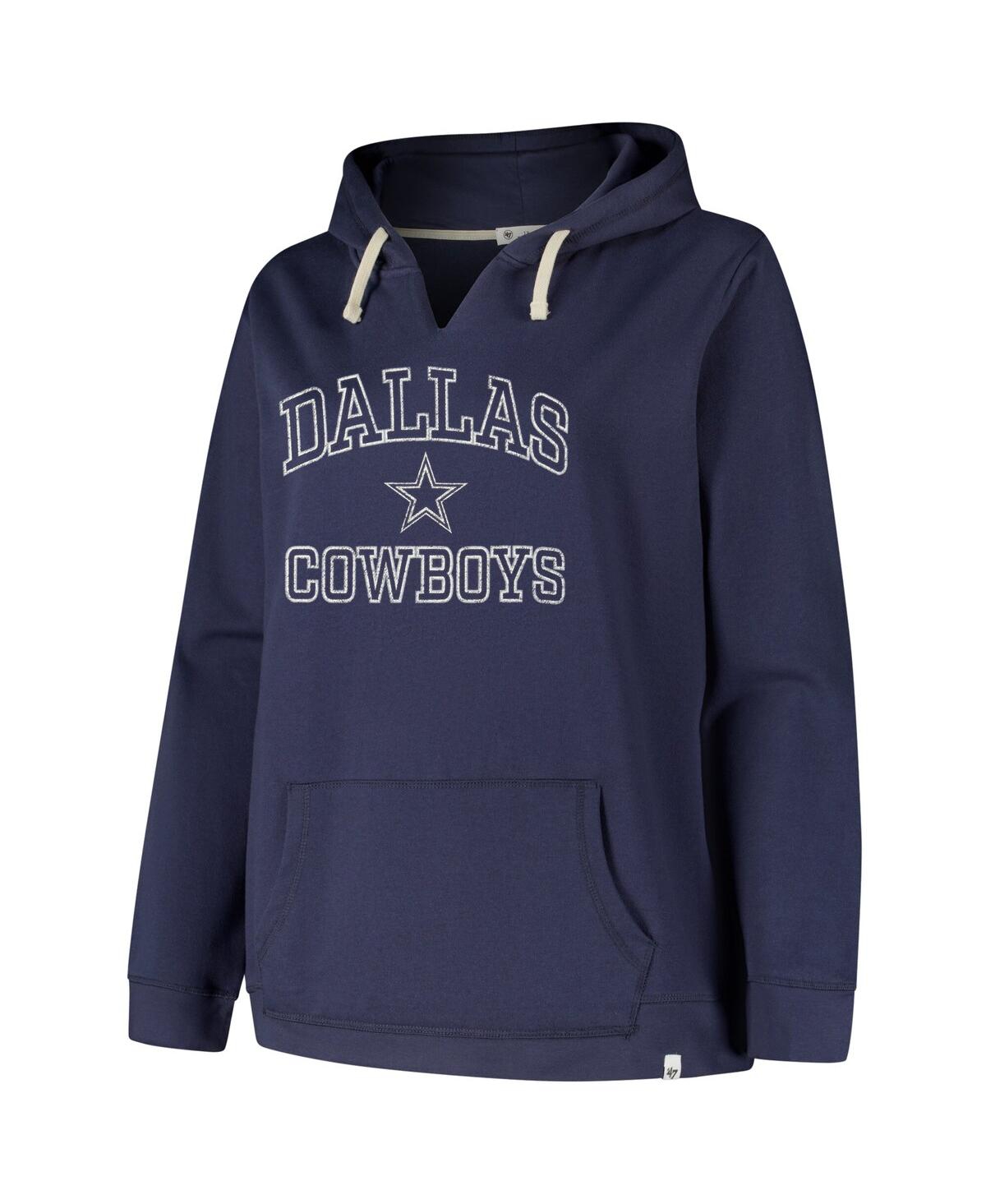 47 BRAND WOMEN'S NAVY DALLAS COWBOYS PLUS SIZE CLARITY KENNEDY PULLOVER HOODIE 