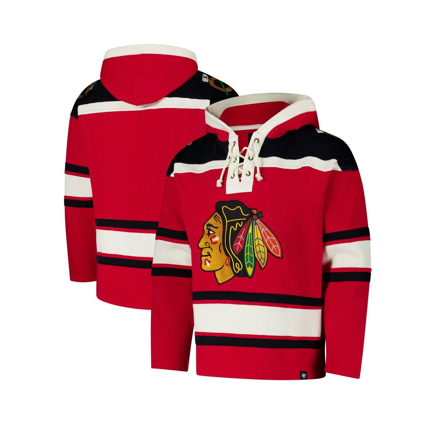 Men's Red Chicago Blackhawks Superior Lacer Pullover Hoodie