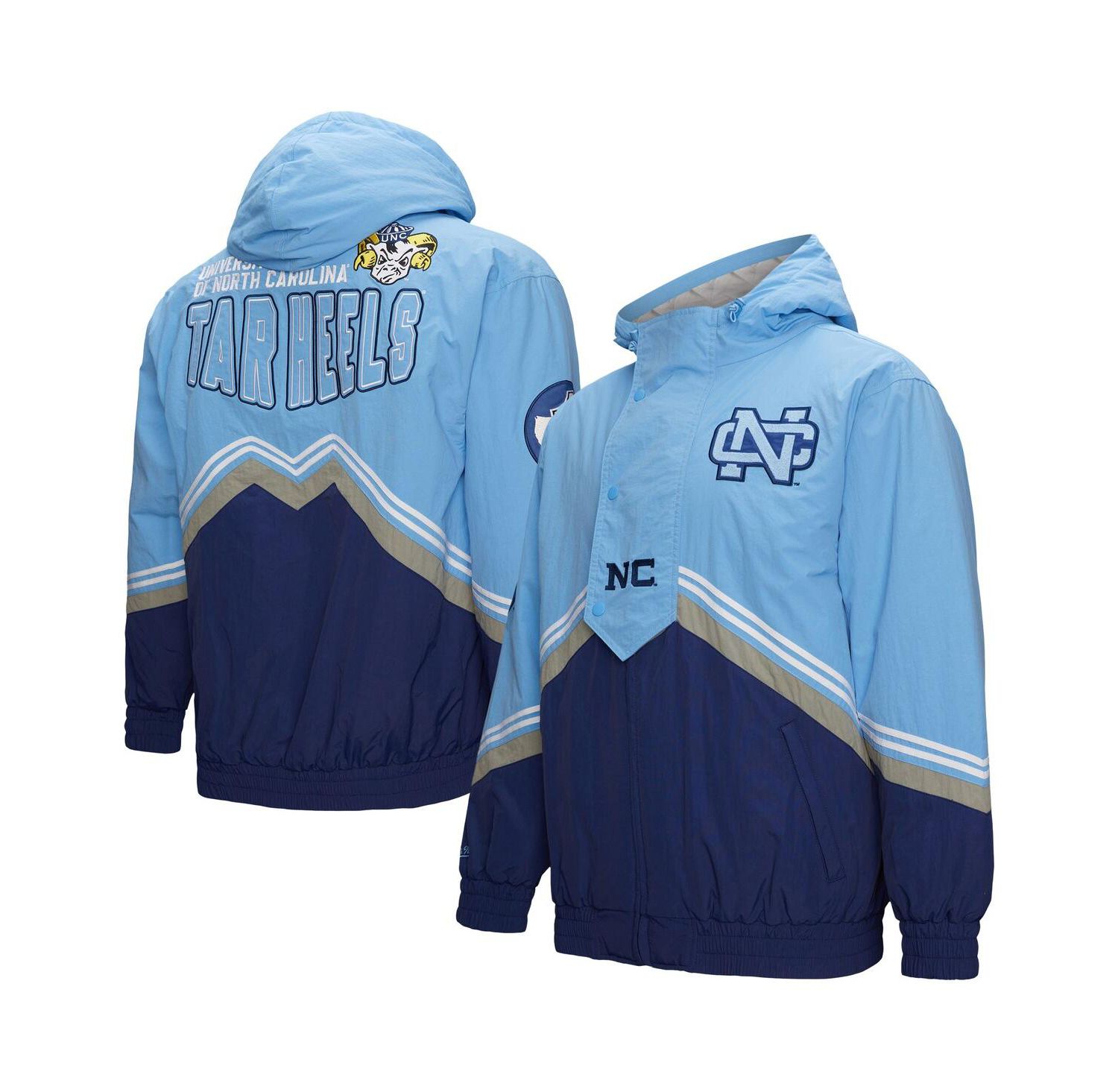Men's Navy/Carolina Blue North Carolina Tar Heels Throw It Back Vintage Logo Full-Zip Jacket