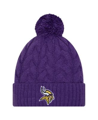 New Era - Big Girls Purple Minnesota Vikings Cabled Cuffed Knit Hat with Pom