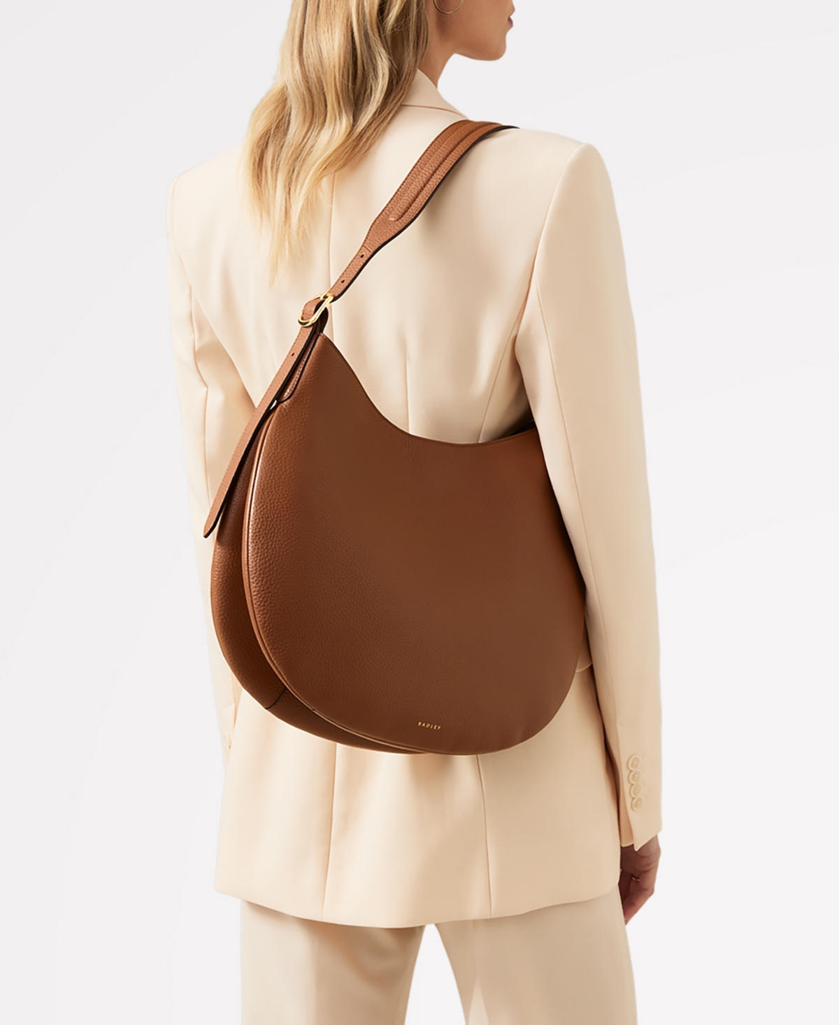 Kensington Place Leather Open Top Shoulder Bag - Saddle