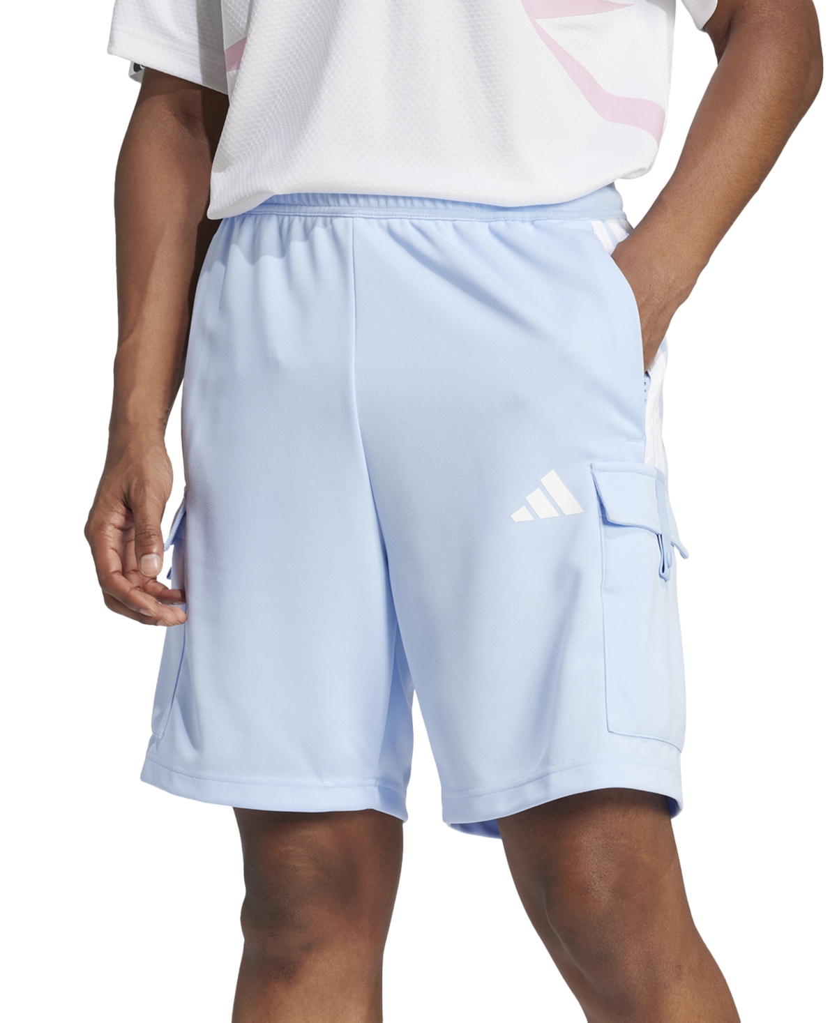 Adidas Originals Men's Three-stripes Tiro 9" Cargo Shorts In Globlu,whi