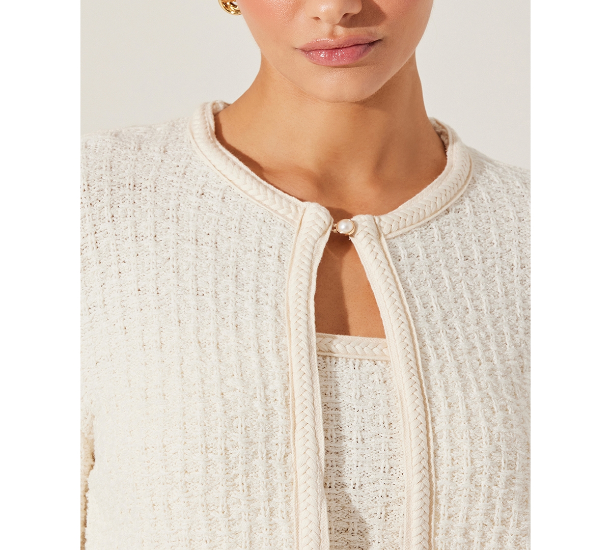 ASTR WOMEN'S BLAISE CROPPED CARDIGAN SWEATER 