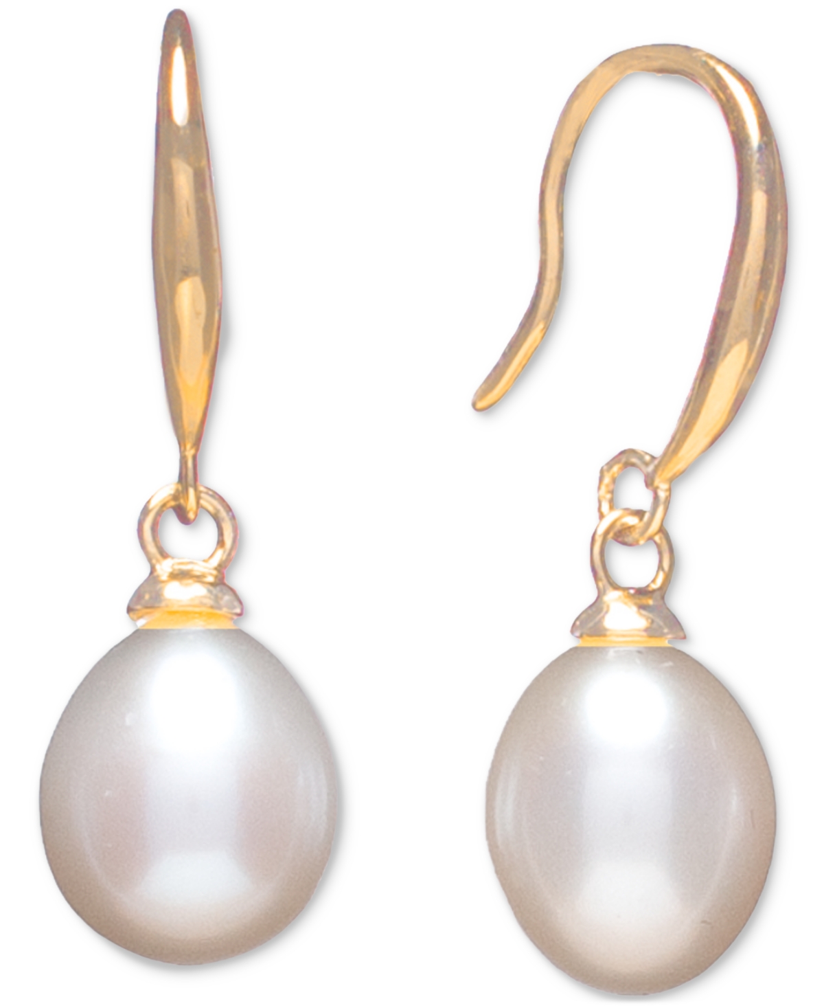 Macy's Cultured Freshwater Pearl Necklace (7-7 1/2mm) And Drop Earrings (7x9mm) Set In Sterling Silver In White,gold Over Silver