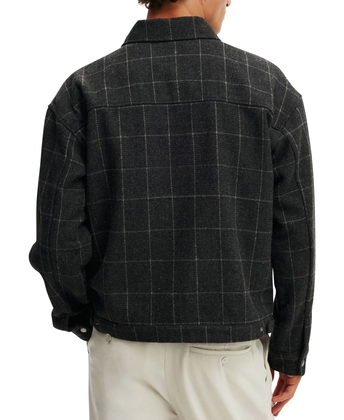 Shop Cotton On Men's Harrington Jacket In Charcoal Check