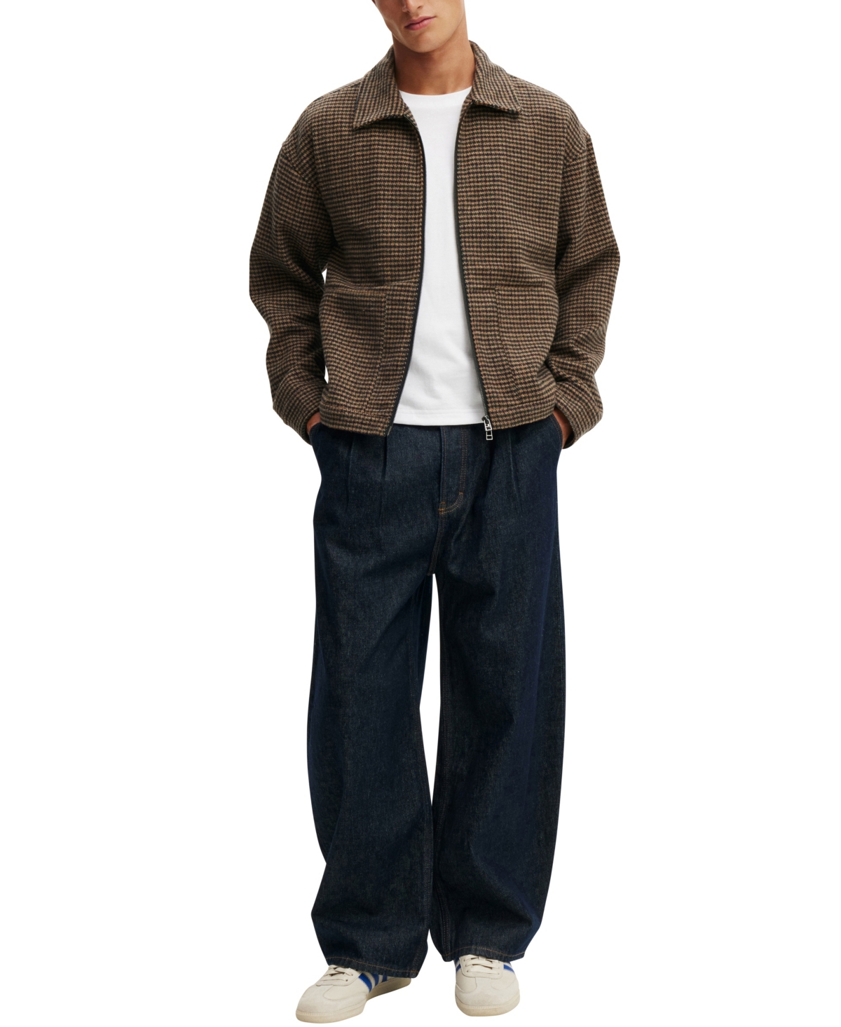 Shop Cotton On Men's Harrington Jacket In Houndstooth Check