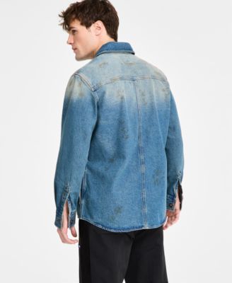 Men's Relaxed-Fit Distressed Denim Shirt