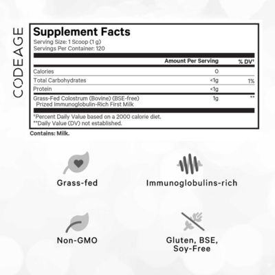 Bovine Colostrum Powder Supplement 4-Month Supply, 1000mg per Serving, Grass-Fed Ethically Sourced, Immunoglobulin-Rich Prized First Milk, Cold-Chain Pasteurized, Agglomerated, Non-GMO, 4.3 OZ
