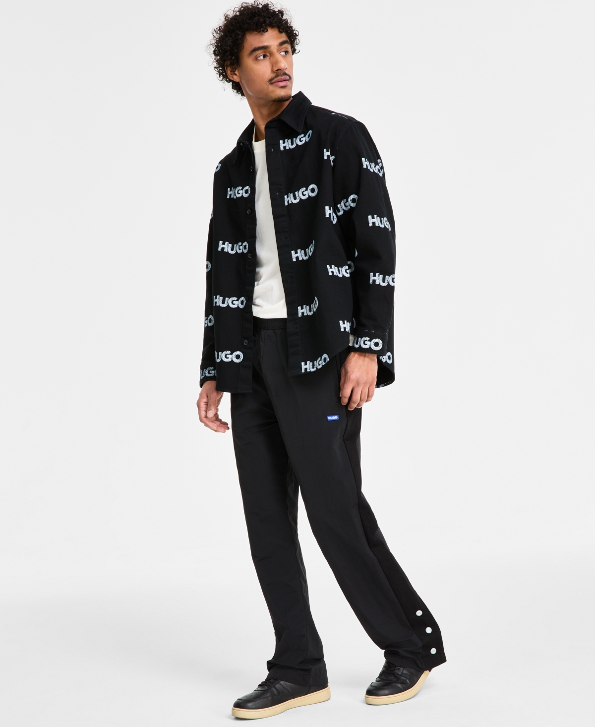 Hugo Boss Hugo By  Men's Oversized-fit Logo Shirt Jacket In Black