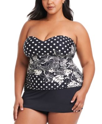 Bleu by Rod Beattie - Plus Size Printed Double Trouble Shirred Bandini Swim Top