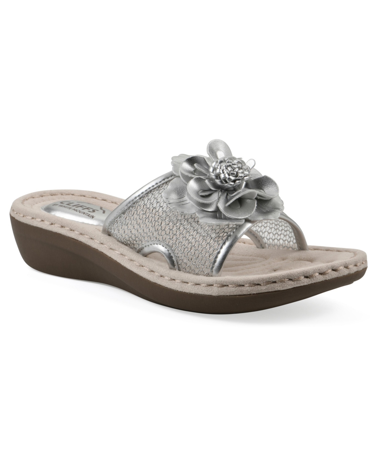 Cliffs By White Mountain Chill Slide Sandal In Silver Fabric