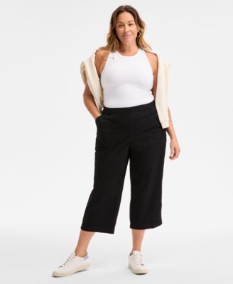 Style & Co - Plus Size Chambray Pull-On Cropped Pants