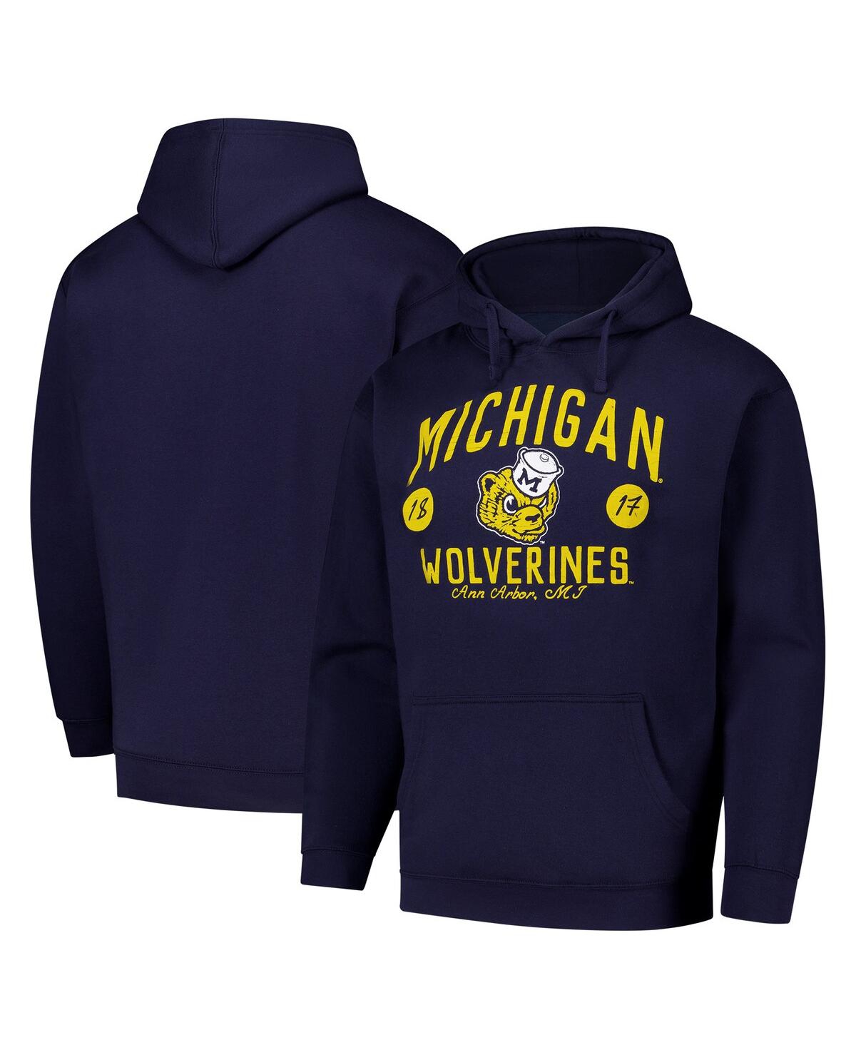 Men's Navy Michigan Wolverines Bendy Arch Essential 2.0 Pullover Hoodie - Navy