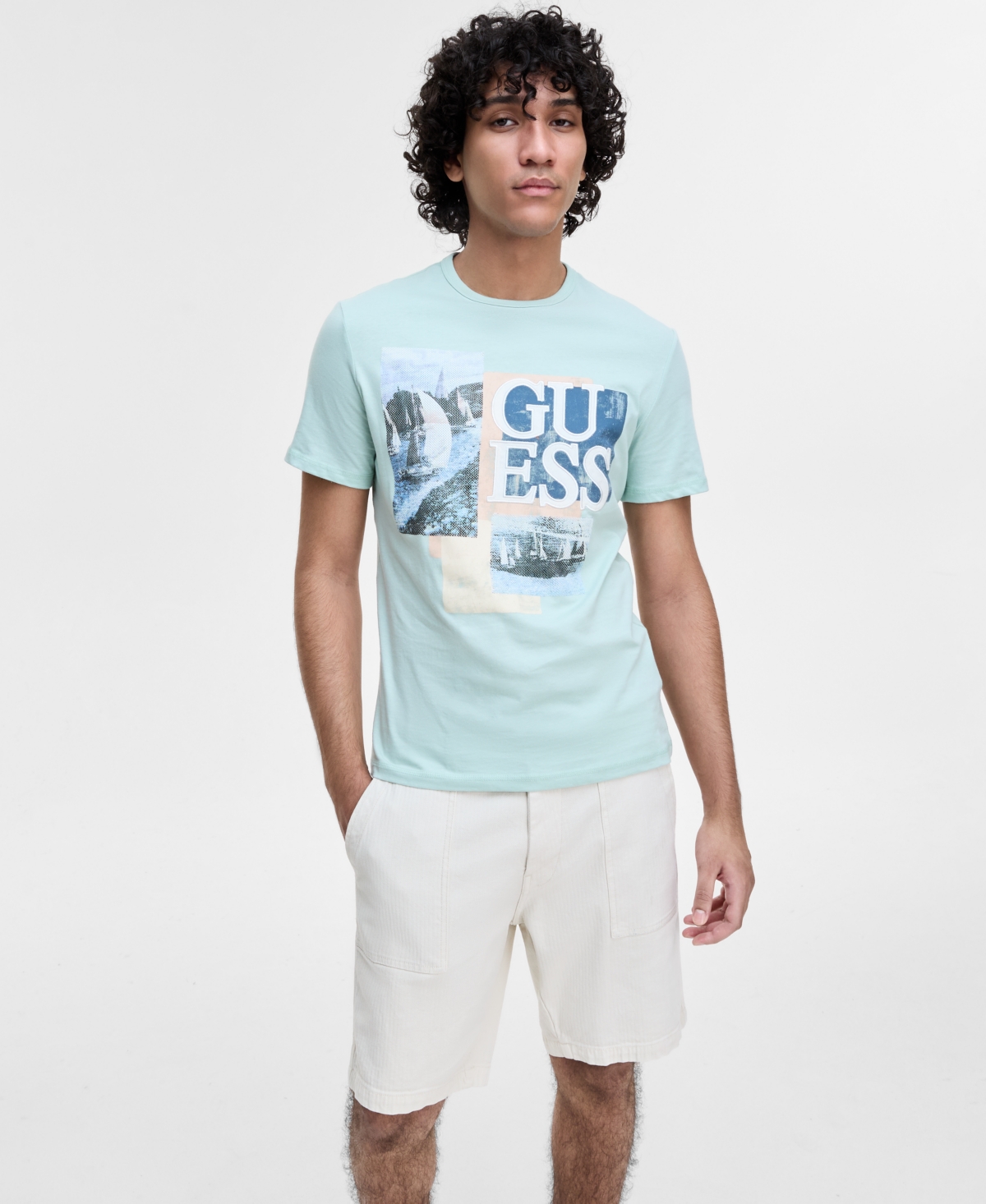 Guess Men's Slim-fit Sail Boat Graphic T-shirt