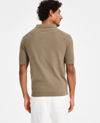 Men's Cotton-Blend Logo Relaxed Polo Sweater
