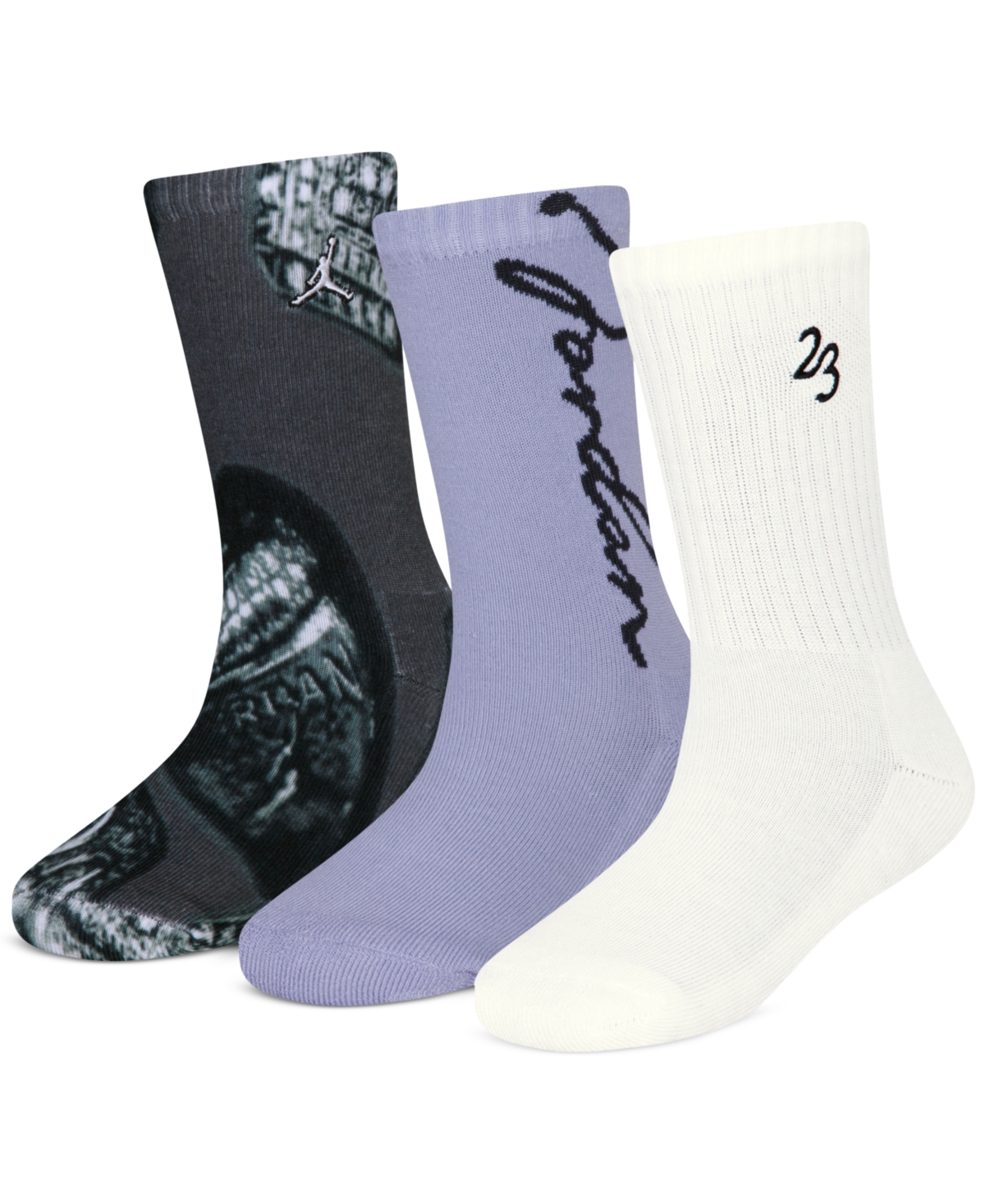 Jordan Big Boys Rings 3-pk. Crew Socks In Off Noir
