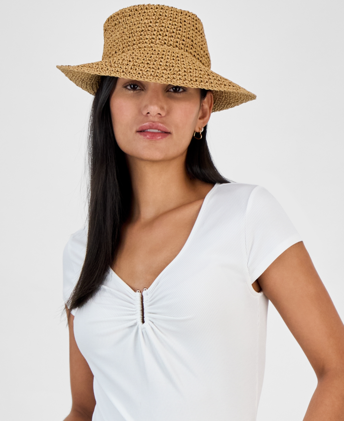 Straw Telescope Bucket Hat, Exclusively at Macy's - Tan