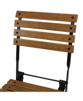 Indoor/Outdoor Patio or Dining Chestnut Wooden Folding Bistro Arm Chair - Brown