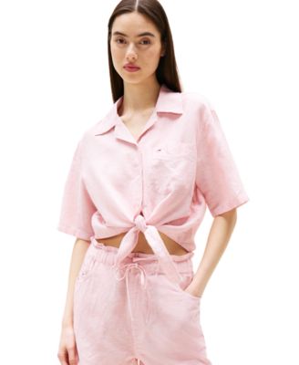 Tommy Jeans - Women's Cotton-Linen Short-Sleeve Shirt