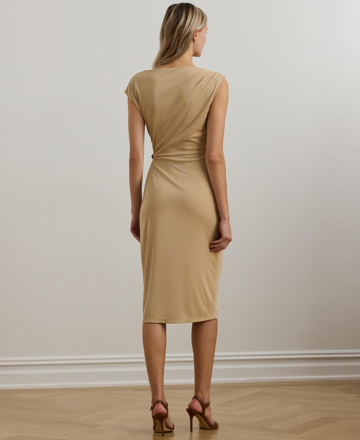 RALPH LAUREN WOMEN'S BUCKLE-TRIM JERSEY BOATNECK DRESS 
