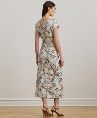Lauren Ralph Lauren Midi ドレス Lauren Ralph Lauren Wrap Front V-Neck 3/4 Sleeve Jersey