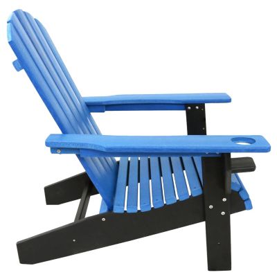 Plastic All-Weather Heavy-Duty Outdoor Adirondack Chair with Drink Holder