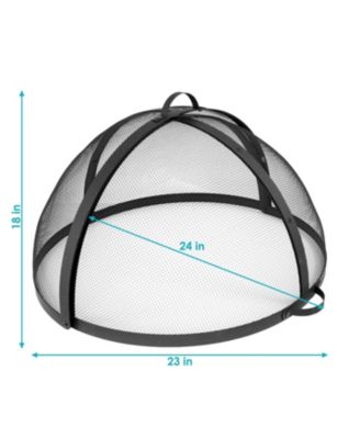 Outdoor Heavy-Duty Steel Mesh Round Easy-Opening Camp Fire Pit Spark Screen Lid with Hinged Door - Black