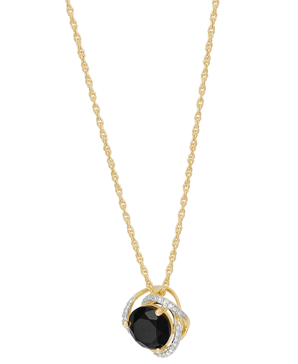 Macy's Onyx (3-7/8 Ct. T.w.) & Diamond (1/10 Ct. T.w.) Stud Earrings & Pendant Necklace In 14k Gold Over St In Onyx