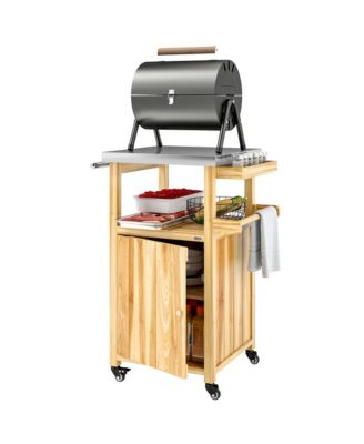Grill Cart, Kitchen Island with Stainless Steel Top